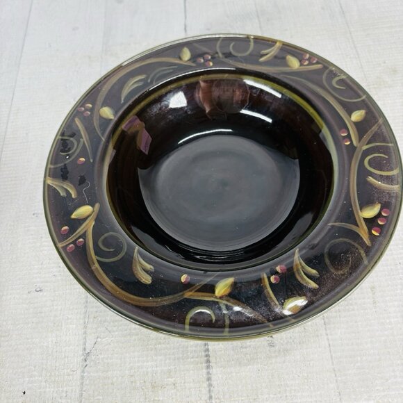 2003 Deb Hrabik For Demdaco CHOCOLATE BERRIES Ceramic Large Rim Soup Bowls Set 4 - Picture 8 of 16